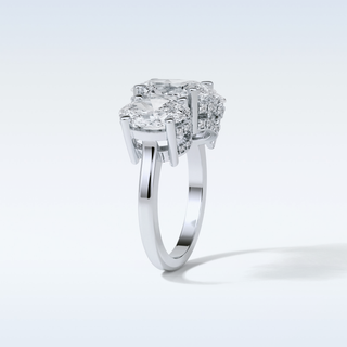 2.35 CT 3 Stone Engagement Ring Featuring Oval Moissanite
