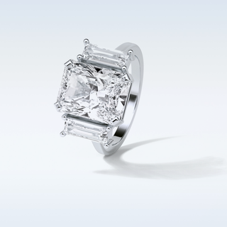 6.2 CT 3 Stone Engagement Ring Featuring Radiant Moissanite 6