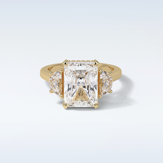 4.4 CT 3 Stone Engagement Ring Featuring Radiant Moissanite