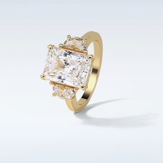 4.4 CT 3 Stone Engagement Ring Featuring Radiant Moissanite