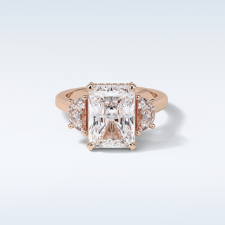 4.4 CT 3 Stone Engagement Ring Featuring Radiant Moissanite