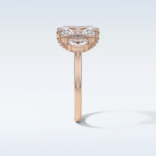 4.4 CT 3 Stone Engagement Ring Featuring Radiant Moissanite