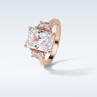 4.4 CT 3 Stone Engagement Ring Featuring Radiant Moissanite