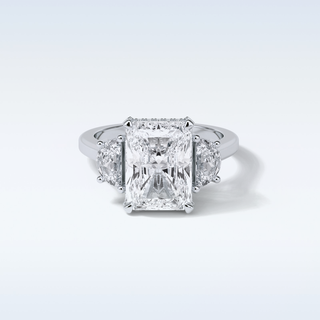 4.4 CT 3 Stone Engagement Ring Featuring Radiant Moissanite
