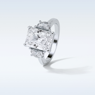 4.4 CT 3 Stone Engagement Ring Featuring Radiant Moissanite