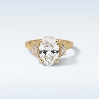 4 CT 3 Stone Engagement Ring Featuring Oval Moissanite