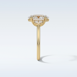 4 CT 3 Stone Engagement Ring Featuring Oval Moissanite