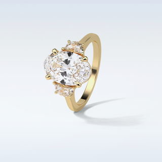 4 CT 3 Stone Engagement Ring Featuring Oval Moissanite