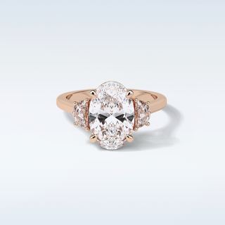 4 CT 3 Stone Engagement Ring Featuring Oval Moissanite