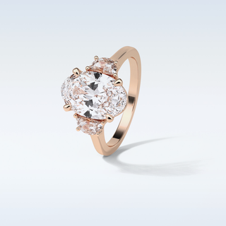 4 CT 3 Stone Engagement Ring Featuring Oval Moissanite