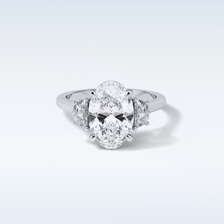 4 CT 3 Stone Engagement Ring Featuring Oval Moissanite
