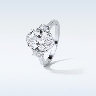 4 CT 3 Stone Engagement Ring Featuring Oval Moissanite