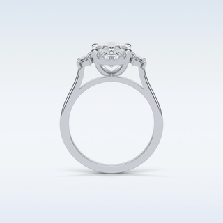4 CT 3 Stone Engagement Ring Featuring Oval Moissanite