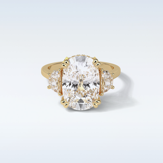 6.3 CT 3 Stone Engagement Ring Featuring Cushion Moissanite