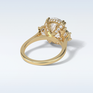 6.3 CT 3 Stone Engagement Ring Featuring Cushion Moissanite