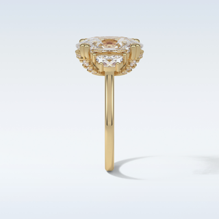 6.3 CT 3 Stone Engagement Ring Featuring Cushion Moissanite