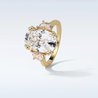 6.3 CT 3 Stone Engagement Ring Featuring Cushion Moissanite