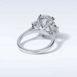 6.3 CT 3 Stone Engagement Ring Featuring Cushion Moissanite