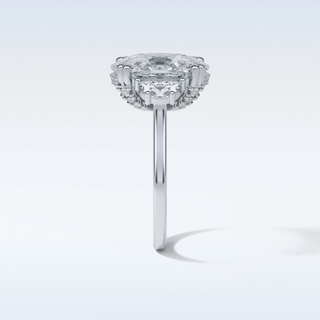 6.3 CT 3 Stone Engagement Ring Featuring Cushion Moissanite