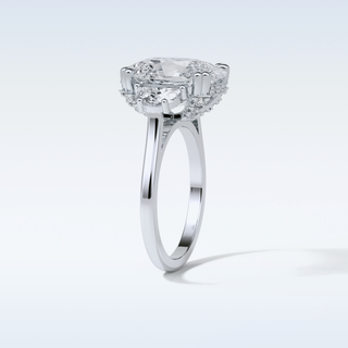 6.3 CT 3 Stone Engagement Ring Featuring Cushion Moissanite