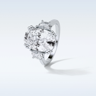 6.3 CT 3 Stone Engagement Ring Featuring Cushion Moissanite