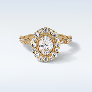 1.33 Halo Engagement Ring Featuring Oval Moissanite