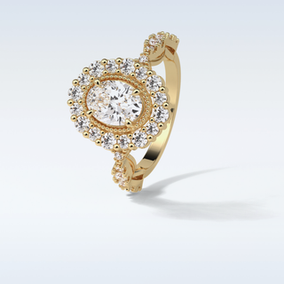 1.33 Halo Engagement Ring Featuring Oval Moissanite