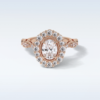 1.33 Halo Engagement Ring Featuring Oval Moissanite
