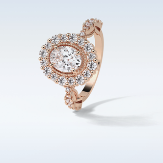 1.33 Halo Engagement Ring Featuring Oval Moissanite