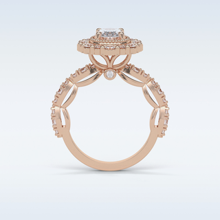 1.33 Halo Engagement Ring Featuring Oval Moissanite