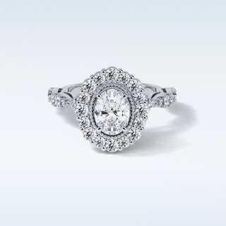 1.33 Halo Engagement Ring Featuring Oval Moissanite