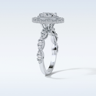 1.33 Halo Engagement Ring Featuring Oval Moissanite