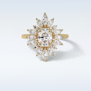 1.33 Cluster Engagement Ring Featuring Oval Moissanite