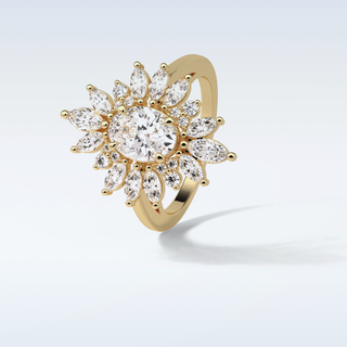 1.33 Cluster Engagement Ring Featuring Oval Moissanite