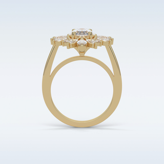 1.33 Cluster Engagement Ring Featuring Oval Moissanite