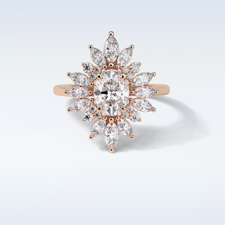 1.33 Cluster Engagement Ring Featuring Oval Moissanite