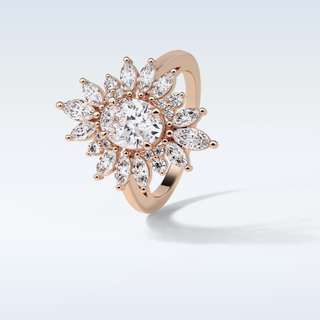 1.33 Cluster Engagement Ring Featuring Oval Moissanite