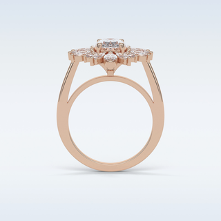 1.33 Cluster Engagement Ring Featuring Oval Moissanite