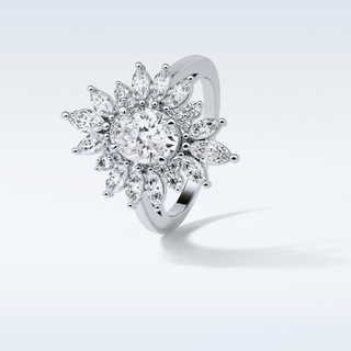 1.33 Cluster Engagement Ring Featuring Oval Moissanite