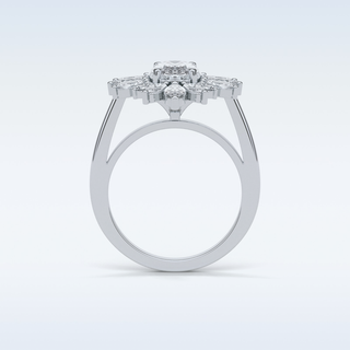 1.33 Cluster Engagement Ring Featuring Oval Moissanite