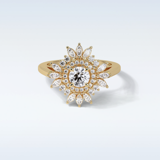 0.5 Cluster Engagement Ring Featuring Round Moissanite