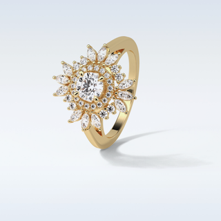 0.5 Cluster Engagement Ring Featuring Round Moissanite