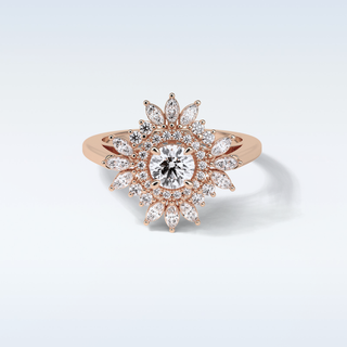 0.5 Cluster Engagement Ring Featuring Round Moissanite
