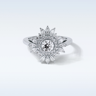 0.5 Cluster Engagement Ring Featuring Round Moissanite