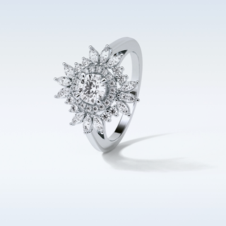 0.5 Cluster Engagement Ring Featuring Round Moissanite
