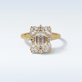 0.92 CT Cluster Engagement Ring Featuring Emerald Moissanite