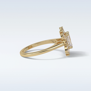 0.92 CT Cluster Engagement Ring Featuring Emerald Moissanite