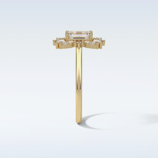 0.92 CT Cluster Engagement Ring Featuring Emerald Moissanite