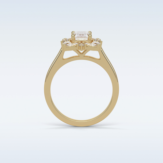 0.92 CT Cluster Engagement Ring Featuring Emerald Moissanite