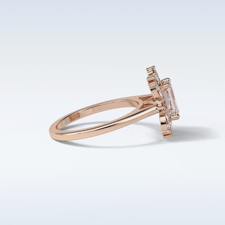 0.92 CT Cluster Engagement Ring Featuring Emerald Moissanite